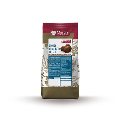 Torebka dysków z czekolady mlecznej Martini Food Service, opakowanie w motywie kakaowym
