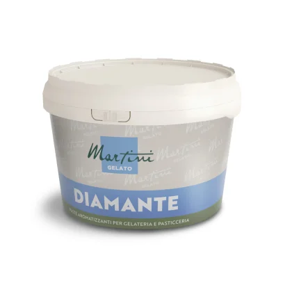 Biały plastikowy pojemnik pasty smakowej Martini Gelato Diamante do lodów i wyrobów cukierniczych.