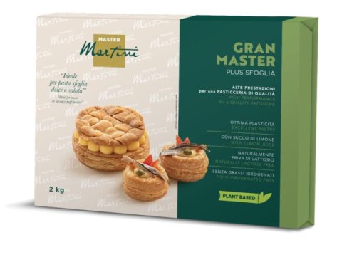 Opakowanie Master Martini Gran Master Plus Sfoglia 2kg ze zdjęciami ptysia i słonej tarty.