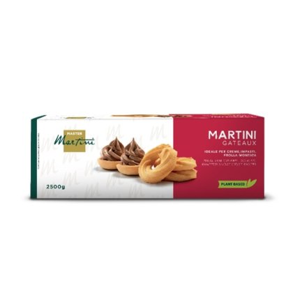Pudełko Master Martini Gateaux, 2500g, wegańskie ciasto kruche z tartami czekoladowymi i pierścieniami ciasta.